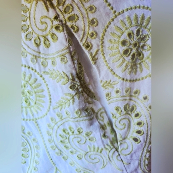 Endless Rose Green Pistachio Eyelet Embroidered White Cotton Maxi Dress Size M - Picture 11 of 16